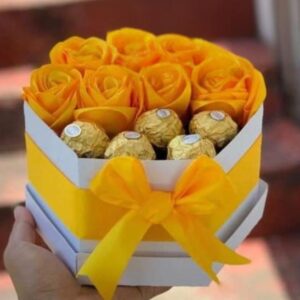 Rosas amarillas y chocolates